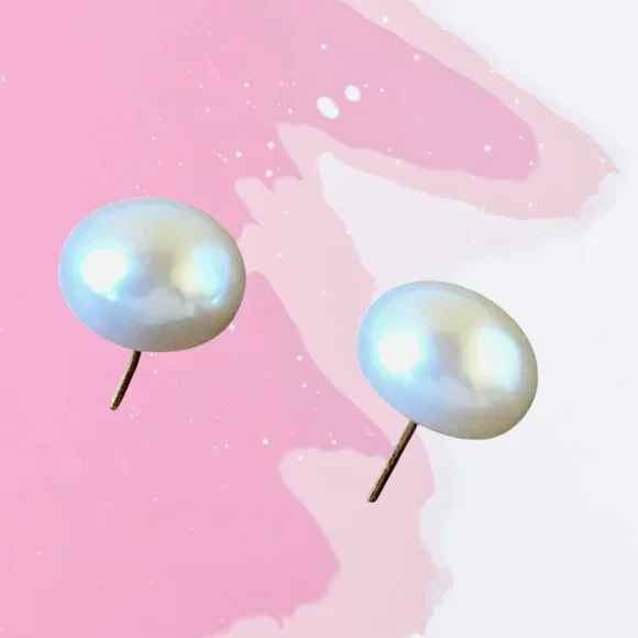 Mabe Pearl Stud Earrings Gold Posts